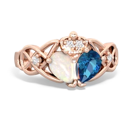 London Topaz 'One Heart' Celtic Knot Claddagh 14K Rose Gold ring R5322