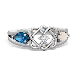 London Topaz Hearts Intertwined 14K White Gold ring R5880
