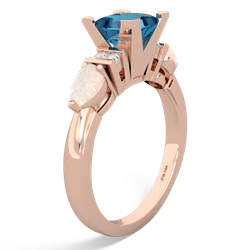 London Topaz 6Mm Princess Eternal Embrace Engagement 14K Rose Gold ring C2002