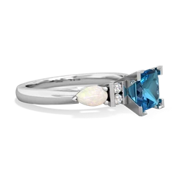 London Topaz 6Mm Princess Eternal Embrace Engagement 14K White Gold ring C2002