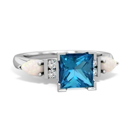 London Topaz 6Mm Princess Eternal Embrace Engagement 14K White Gold ring C2002