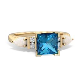 London Topaz 6Mm Princess Eternal Embrace Engagement 14K Yellow Gold ring C2002