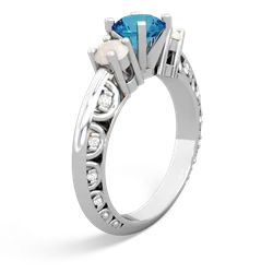 London Topaz Art Deco Eternal Embrace Engagement 14K White Gold ring C2003