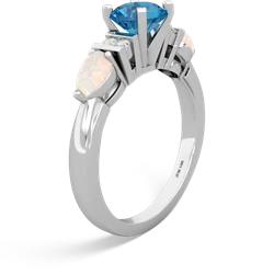 London Topaz 6Mm Round Eternal Embrace Engagement 14K White Gold ring R2005