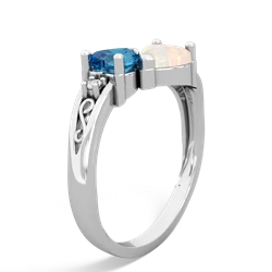 London Topaz Snuggling Hearts 14K White Gold ring R2178