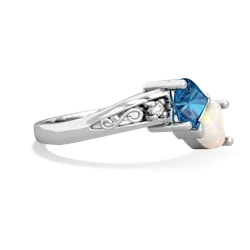 London Topaz Snuggling Hearts 14K White Gold ring R2178