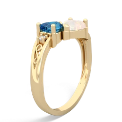 London Topaz Snuggling Hearts 14K Yellow Gold ring R2178