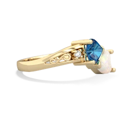 London Topaz Snuggling Hearts 14K Yellow Gold ring R2178