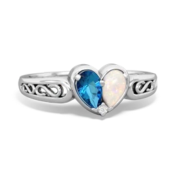 London Topaz Filligree 'One Heart' 14K White Gold ring R5070