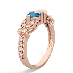 London Topaz Diamond Butterflies 14K Rose Gold ring R5601