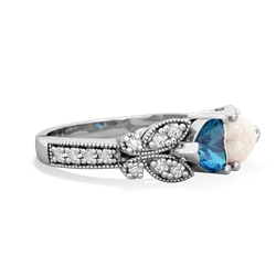London Topaz Diamond Butterflies 14K White Gold ring R5601