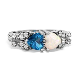 London Topaz Diamond Butterflies 14K White Gold ring R5601