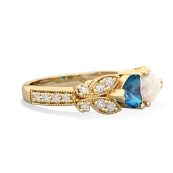 London Topaz Diamond Butterflies 14K Yellow Gold ring R5601