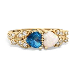 London Topaz Diamond Butterflies 14K Yellow Gold ring R5601