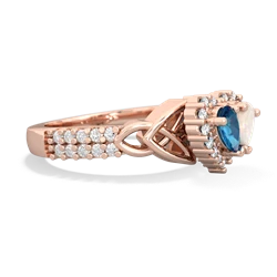 London Topaz Celtic Knot Two Hearts As One 14K Rose Gold ring R2644HRT