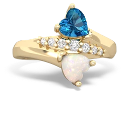 London Topaz Heart To Heart 14K Yellow Gold ring R2064