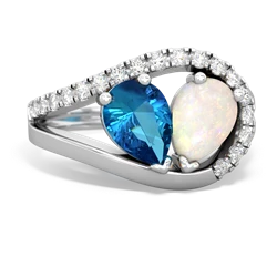 London Topaz Nestled Heart Keepsake 14K White Gold ring R5650