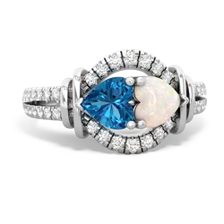 London Topaz Art-Deco Keepsake 14K White Gold ring R5630