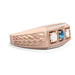 London Topaz Three Stone Tire Tread Men's 14K Rose Gold ring R0520