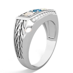 London Topaz Three Stone Tire Tread Men's 14K White Gold ring R0520