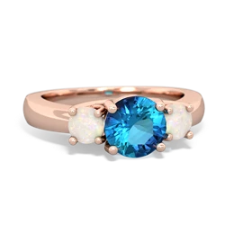 London Topaz Three Stone Round Trellis 14K Rose Gold ring R4018