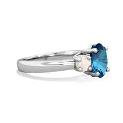 London Topaz Three Stone Oval Trellis 14K White Gold ring R4024