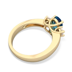 London Topaz Three Stone Oval Trellis 14K Yellow Gold ring R4024