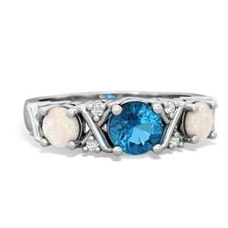 London Topaz Hugs And Kisses 14K White Gold ring R5016