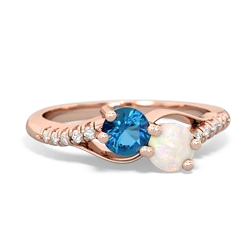London Topaz Infinity Pave Two Stone 14K Rose Gold ring R5285