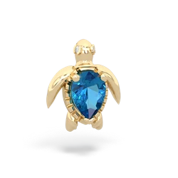 London Topaz Baby Sea Turtle 14K Yellow Gold pendant P5241