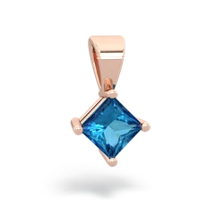 London Topaz 5Mm Princess Solitaire 14K Rose Gold pendant P1789