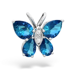 London Topaz Butterfly 14K White Gold pendant P2215