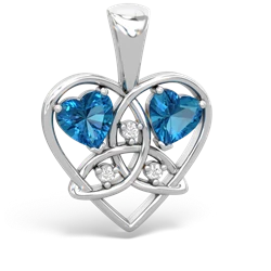 London Topaz Celtic Trinity Heart 14K White Gold pendant P5331