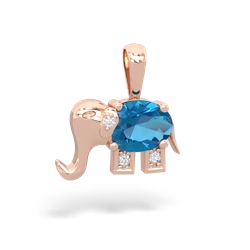 London Topaz Elephant 14K Rose Gold pendant P2555