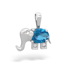 London Topaz Elephant 14K White Gold pendant P2555