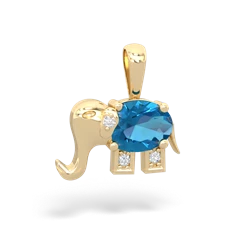 London Topaz Elephant 14K Yellow Gold pendant P2555