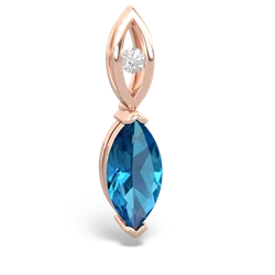 London Topaz Marquise Drop 14K Rose Gold pendant P5333