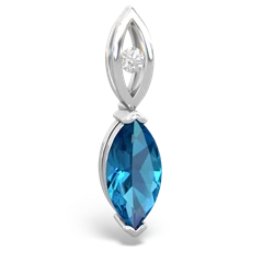 London Topaz Marquise Drop 14K White Gold pendant P5333