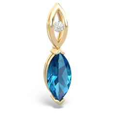 London Topaz Marquise Drop 14K Yellow Gold pendant P5333