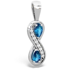 London Topaz Diamond Infinity 14K White Gold pendant P5390