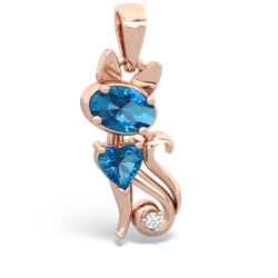 London Topaz Kitten 14K Rose Gold pendant P5780