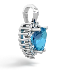 London Topaz Sparkling Halo Heart 14K White Gold pendant P0391