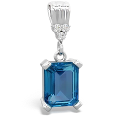 London Topaz Art Deco Dangle 14K White Gold pendant P1937