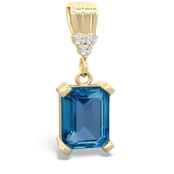 London Topaz Art Deco Dangle 14K Yellow Gold pendant P1937