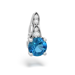 London Topaz Antique Elegance 14K White Gold pendant P3100