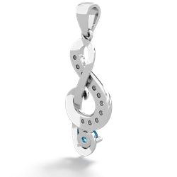 London Topaz G-Clef Music 14K White Gold pendant P5830