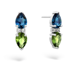 London Topaz Bowtie Drop 14K White Gold earrings E0865
