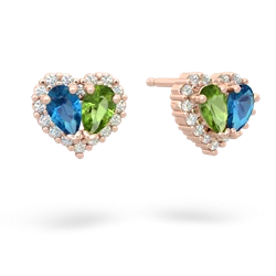London Topaz Halo 14K Rose Gold earrings E7008