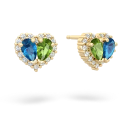 London Topaz Halo 14K Yellow Gold earrings E7008