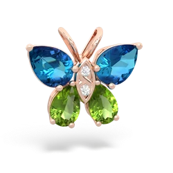 London Topaz Butterfly 14K Rose Gold pendant P2215